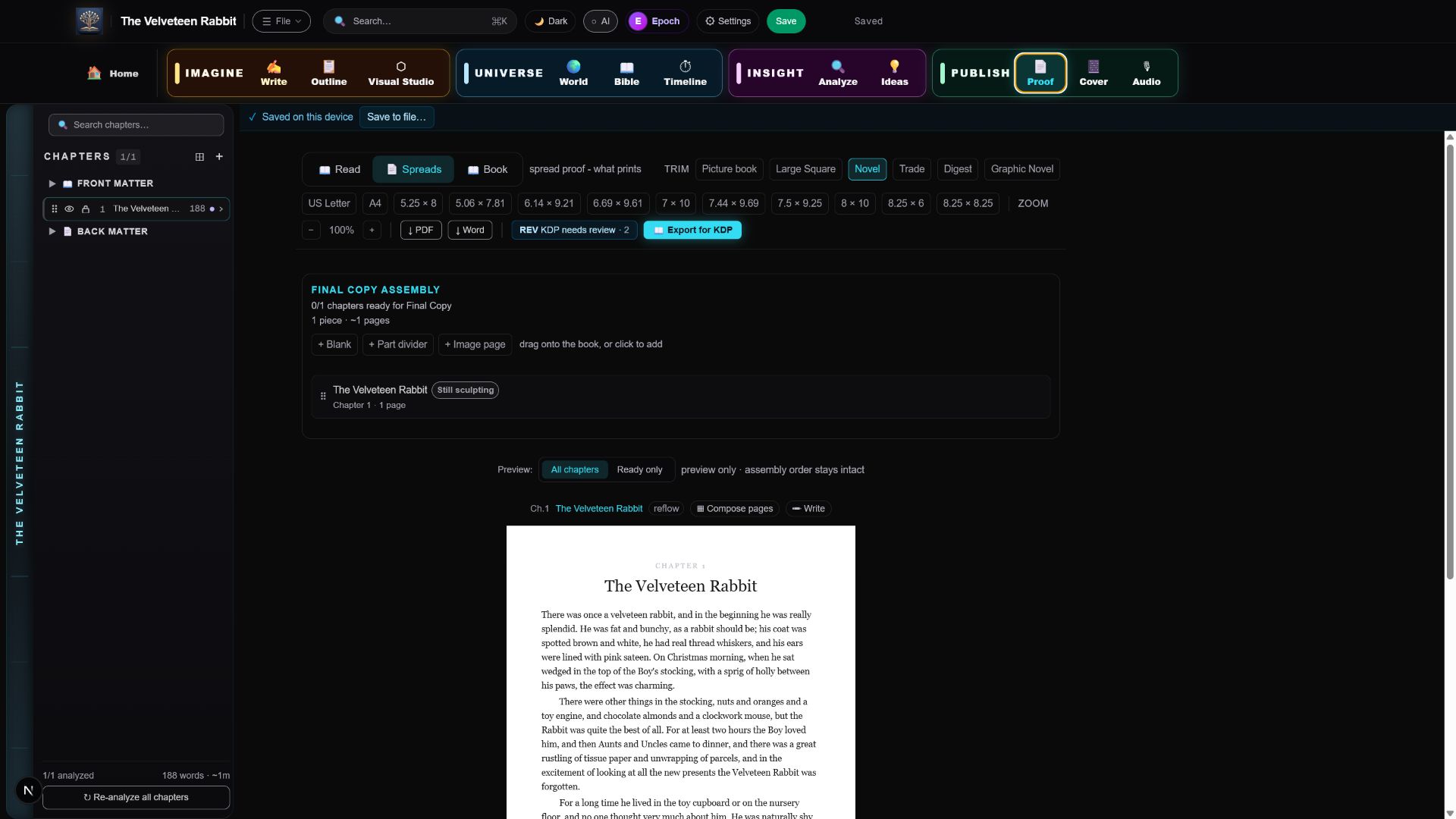 Epoch Studio proof view